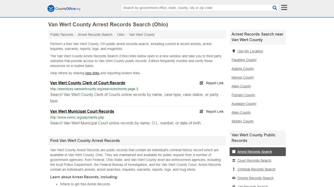 Arrest Records Search - Van Wert County, OH (Arrests ...